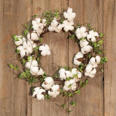 Homegifo *cotton & Willow Leaves Wreath 22"