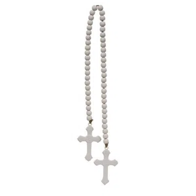 Homegifo Beaded Cross Garland 45" White