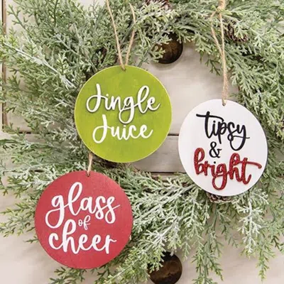 Homegifo Tipsy & Bright Ornament 3 Asstd.