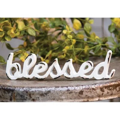 Homegifo 'blessed' Distressed White Resin Figurine