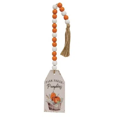 Homegifo Farm Fresh Pumpkins Beaded Wood Tag