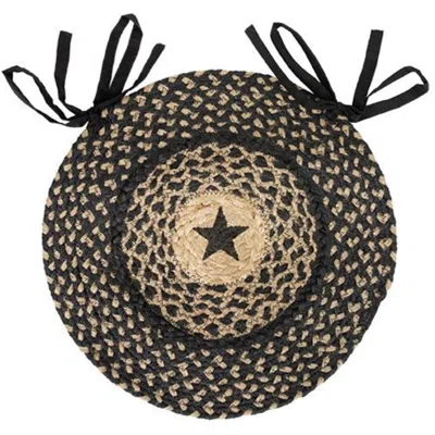 Homegifo Braided Black Star Jute Chair Pad