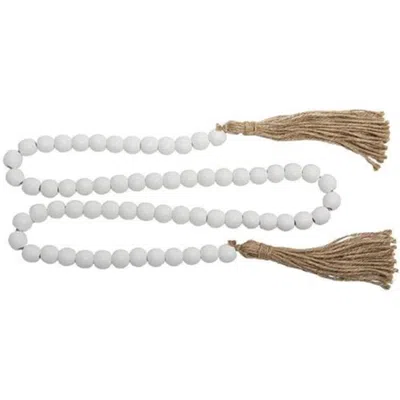 Homegifo *white Beaded Garland With Tassels 48"l
