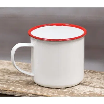 Homegifo Red Rim Enamel Coffee Mug