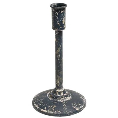Homegifo Distressed Black Candle Holder 9"