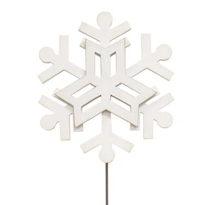 Homegifo Glittered Layered Wooden Snowflake Planter Stake 14"
