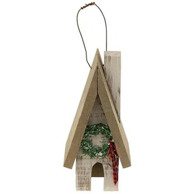 Homegifo Primitive Town House W/ Wreath Ornament
