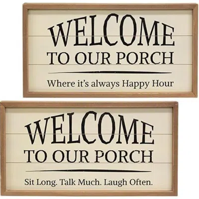 Homegifo Welcome To Our Porch Framed Shiplap Sign 2 Asstd.