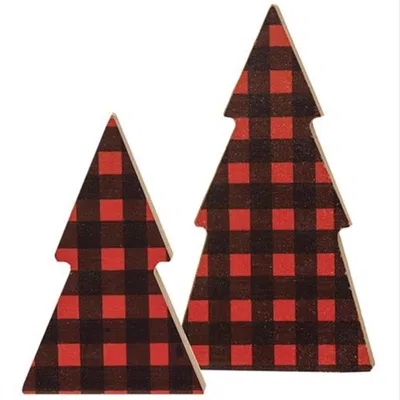 Homegifo 2/set Red Buffalo Check Trees