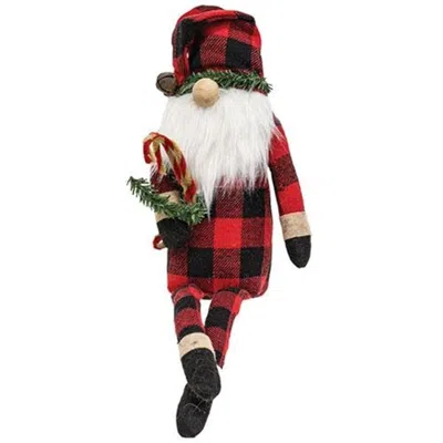 Homegifo Buffalo Check Long Leg Santa Gnome W/candy Canes