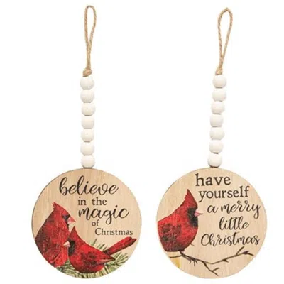 Homegifo Christmas Cardinal Round Beaded Ornament 2 Asstd.