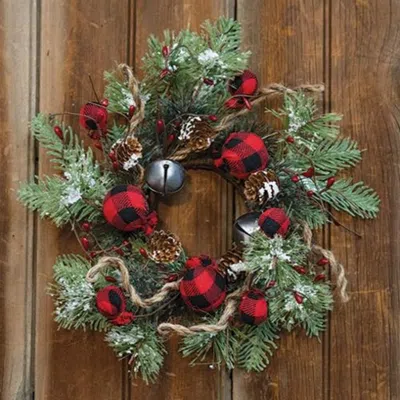 Homegifo Buffalo Gingham Country Holiday Wreath 12"