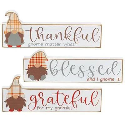 Homegifo Thankful/grateful/blessed Gnome Block 3 Asstd.