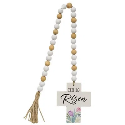 Homegifo He Is Risen Wooden Bead Garland W/cross