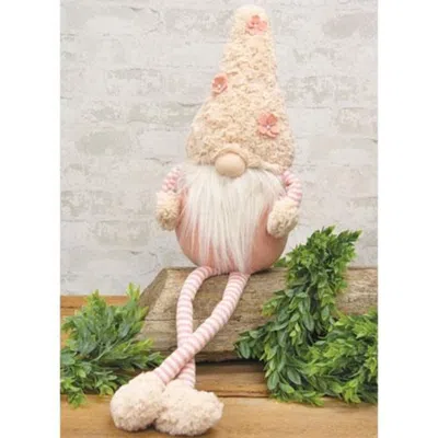Homegifo *soft Pink Floral Fabric Dangle Leg Gnome