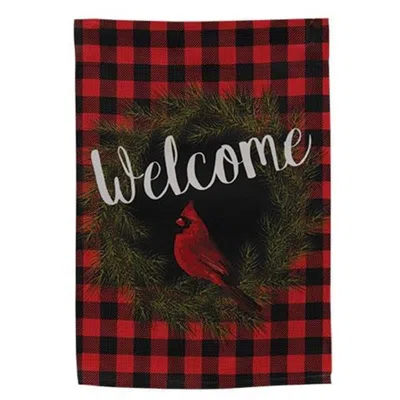 Homegifo Welcome Cardinal Buffalo Check Garden Flag