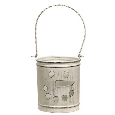 Homegifo White Metal Snowman Face Luminary