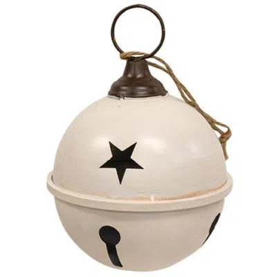 Homegifo Distressed Cream Metal Jingle Bell 7x9.5