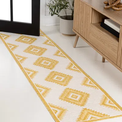 Jonathan Y Design Lior Geometric Moroccan Diamond 2 Ft. X 8 Ft. Indoor/outdoor Runner Rug