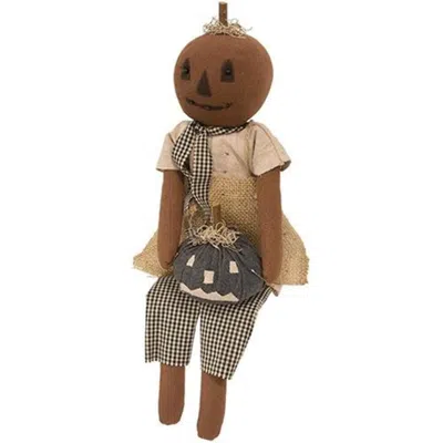 Homegifo Primitive Pumpkin Girl Doll With Black Jack O Lantern