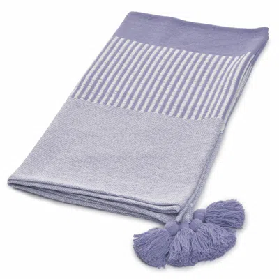Homezia 50" X 60" Purple Woven Cotton Striped Throw Blanket With Tassels