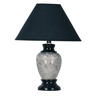 Homezia 13" Black Ceramic Bedside Table Lamp With Black Shade