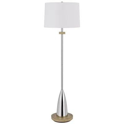 Homezia 61" Chrome Traditional Shaped Floor Lamp With White Square Shade