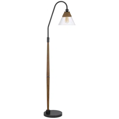 Homezia 71" Brown Traditional Shaped Floor Lamp With Clear Transparent Glass Empire Shade