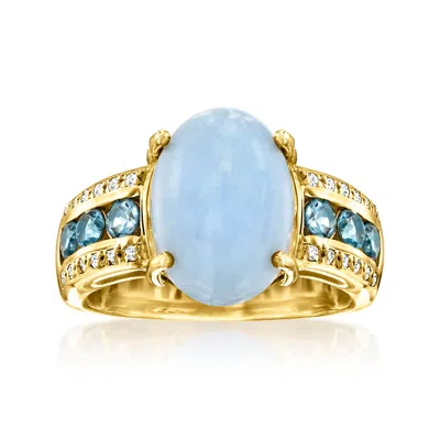 Ross-simons Blue Opal Ring With London Blue And White Topaz In 18kt Gold Over Sterling In Blue