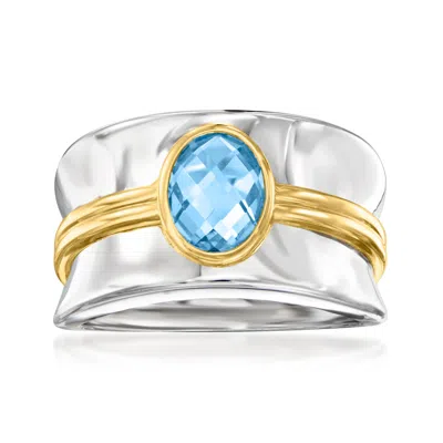 Ross-simons Swiss Blue Topaz Ring In 2-tone Sterling Silver In Blue