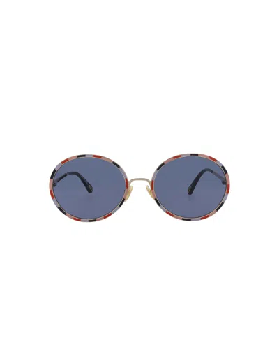 Chloé Vitto Round-frame Sunglasses In Gold