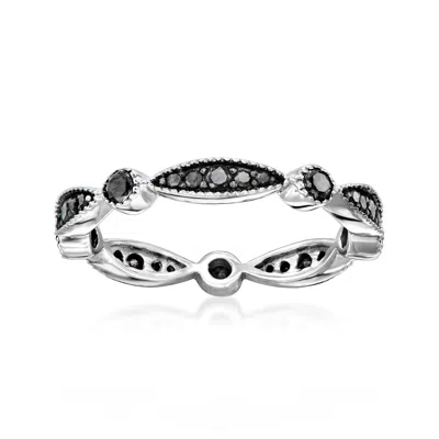 Ross-simons Black Diamond Ring In Sterling Silver In Black