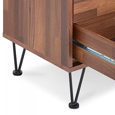 Furnizzeme Contemporary 2 Drawers Wood Nightstand By Deoss, Brown