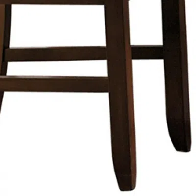 Furnizzeme Faux Leather Upholstered Wooden Side Chair With Ladder Back Design, Brown