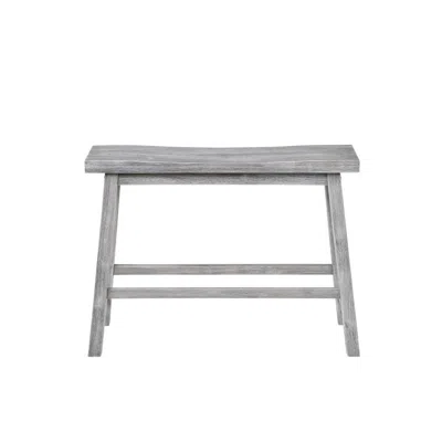 Furnizzeme Saddle Design Wooden Bench With Grain Details, Gray