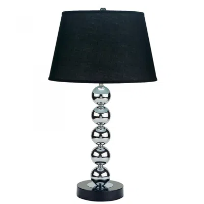 Furnizzeme Metal Table Lamp With Fabric Drum Shade, Set Of 2, Black And Silver