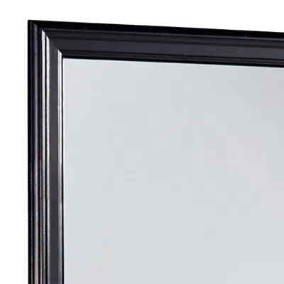 Furnizzeme Wooden Frame Mirror With Mounting Hardware, Black And Silver