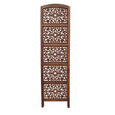 Furnizzeme The Urban Port Handmade Foldable 4 Panel Wooden Partition Screen Room Divider, Brown
