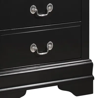 Furnizzeme 2 Drawer Wooden Frame Nightstand With Antique Metal Pulls, Black