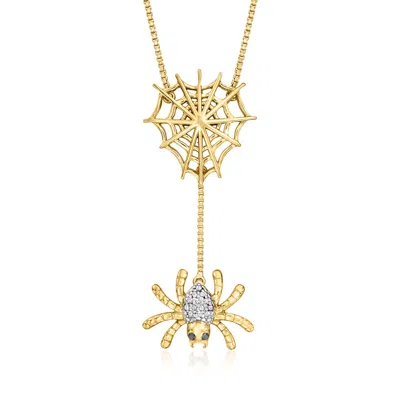 Ross-simons 18kt Gold Over Sterling Spider Web Necklace With Diamond Accents In Silver