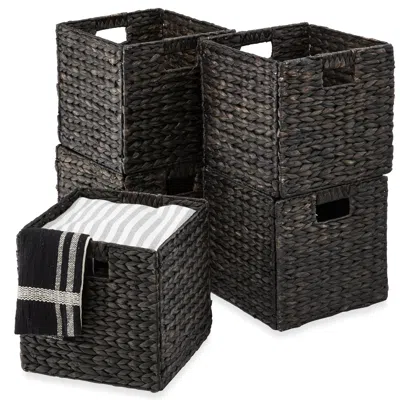 Best Choice Products 13x13in Hyacinth Storage Baskets, Set Of 5 Multipurpose Collapsible Organizers