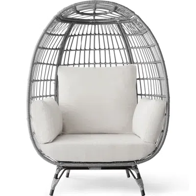 Best Choice Products Wicker Egg Chair Oversized Indoor Outdoor Patio Lounger W/ Steel Frame, 440lb Capacity