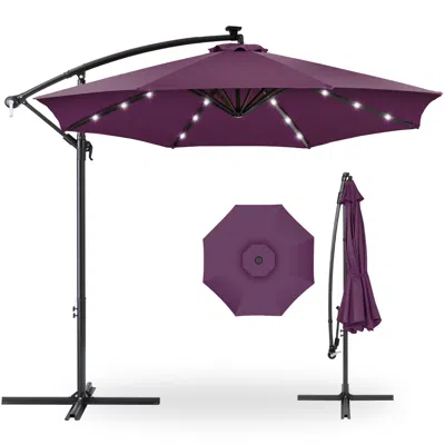 Best Choice Products 10ft Solar Led Offset Hanging Outdoor Market Patio Umbrella W/ Adjustable Tilt