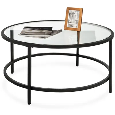 Best Choice Products 36in Round Tempered Glass Coffee Table For Home, Living Room, Dining Room