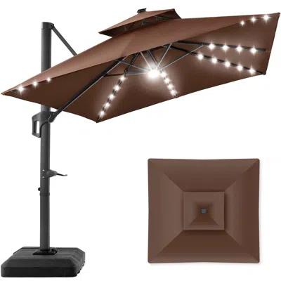 Best Choice Products 10x10ft 2-tier Square Outdoor Solar Led Cantilever Patio Umbrella W/ Base Included