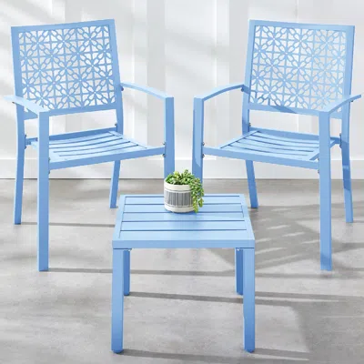 Best Choice Products 3-piece Stackable Patio Bistro Set, Outdoor Chat Furniture W/ 2 Chairs, Table