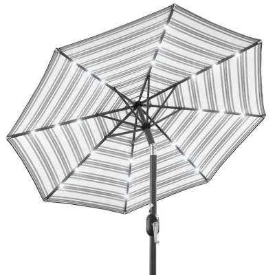 Best Choice Products 10ft Solar Led Lighted Striped Patio Umbrella W/ Crank, Tilt, Push Button, 6 Ribs