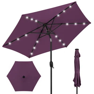 Best Choice Products 7.5ft Outdoor Solar Patio Umbrella For Deck, Pool W/ Tilt, Crank, Led Lights