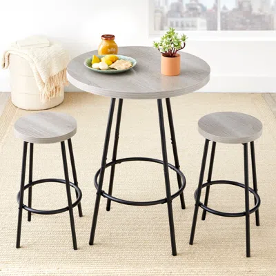 Best Choice Products 3-piece Bistro Set, Modern Round Counter Height Dining Set W/ 2 Stools, Metal Frame