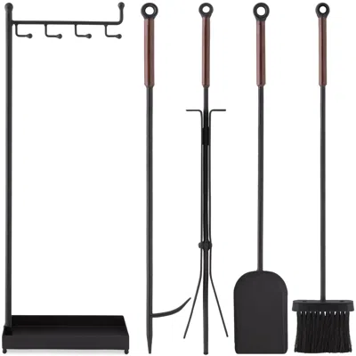 Best Choice Products 5-piece Modern Contemporary Indoor Outdoor Antique Fireplace Tool Set W/ Ergonomic Handles